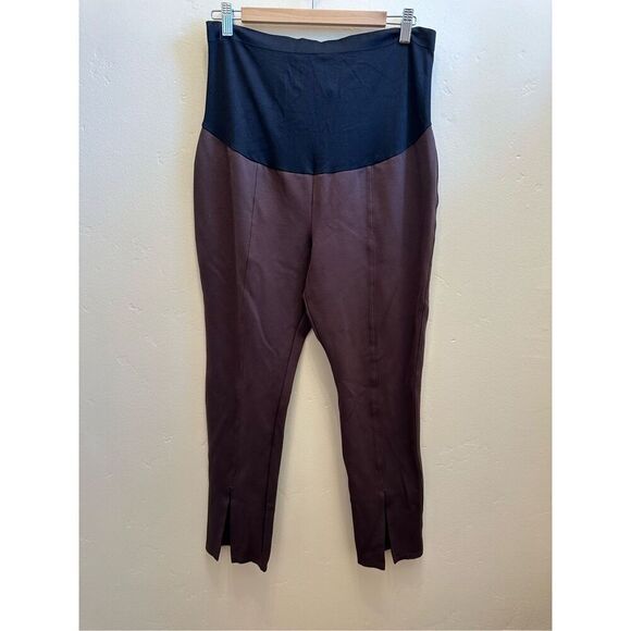 Old Navy Chocolate Brown Kick Flare Pull On Maternity Pants With Bellyband Size - Picture 2 of 5
